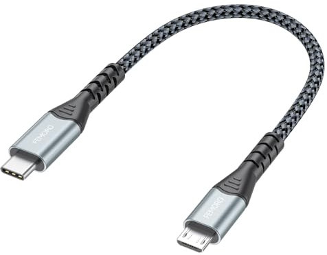 FEMORO 6 Inch USB C to Micro USB Cable, 480Mbps Data Transfer & 12W Charging, Compatible with MacBook, iPad, Galaxy, Android Devices