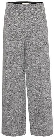 ICHI Ihkate Jacquard Pa9 Pantalones Informales de Negocios, 203523/Black/White Herringbone, M para Mujer