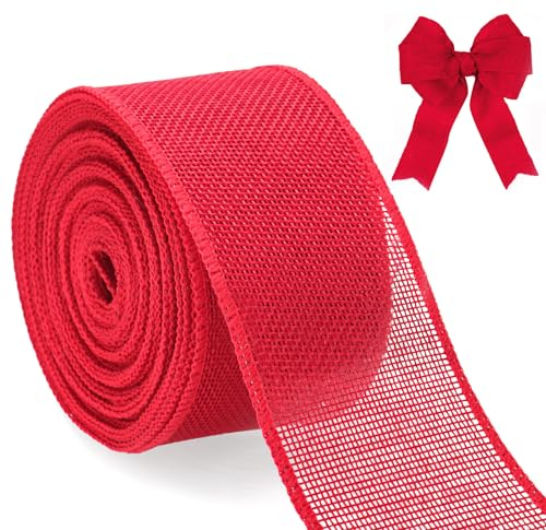 G2PLUS 10M Rot Juteband Burlap Band Vintage Geschenkband 4cm Breit Sackleinen Band Dekoband Juteband für DIY Handwerk Weihnachten Deko Hochzeit Party