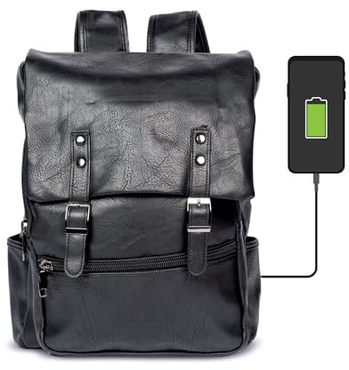 Aliwoman® - Zaino pelle - Porta PC con Porta USB - Elegante e Funzionale - Disponibile in Nero, Marrone e Marrone Vintage – Zaino Ryanair- Mod.Urban (Nero)