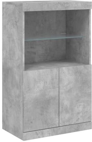 vidaXL Buffet avec Lumières LED, Armoire Latérale de Rangement, Organisateur de Salon Salle de Séjour Maison Intérieur, Moderne, Gris Béton