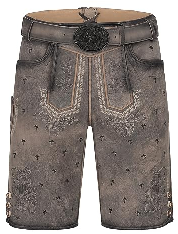 Krüger Herren Trachten Lederhose kurz, Modell: Benni mit Gürtel, knielang, Herren Trachten Lederhose kurz, Modell: Lederhose Benni mit Gürtel, knielang, Art.-Nr. 961164-0-0041, 50,