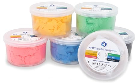 AFH TheraPIE Knete® Light | 85 g | 6er Spar-Set | weich - extra Fest | Therapieknete, Knetmasse Handtherapie