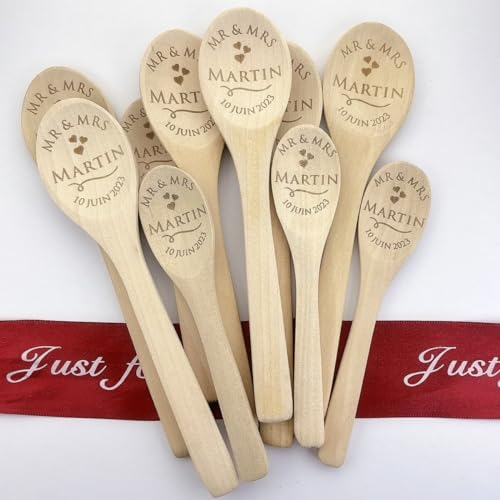 20/50/100 Pezzi Personalizza Cucchiaio Di Legno Miele Cucchiaino Caffè, Cucchiai Da Cucina Personalizzati, Regali Di Nozze Personalizzati Bomboniera In Legno For Addio Al Nubilato Regalo(50pcs)