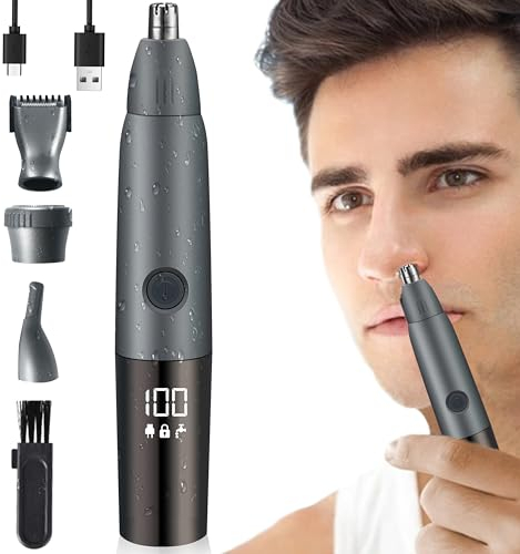 Nasenhaarschneider für Männer und Frauen, 2024, Schmerzloser, per USB Wiederaufladbarer Augenbrauen, Gesichts- und Nasenhaarschneider mit LED-Anzeige zur einfachen Reinigung