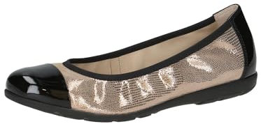CAPRICE Damen Ballerinas aus Leder mit Lack, Mehrfarbig (Taupe Rep Comb), 37 EU