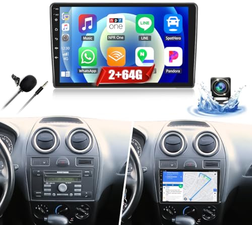 2G+64G CAMECHO Android 13 Radio Coche para Ford Transit 2009-2016/ Ford Focus 2005-2008 con GPS Carplay Android Auto, Radio 2 Din con Pantalla de 9 Pulgadas Bluetooth FM/RDS Mirror Link+Cámara Trasera