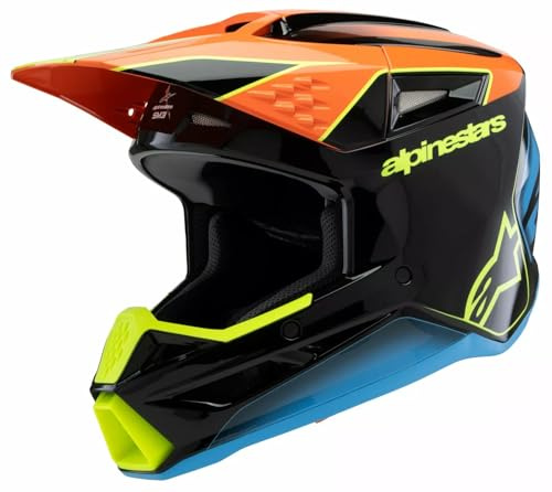 Alpinestars SM3 Fray Jugend Motocross Helm, schwarz/blau/gelb, Y/S (48/49)