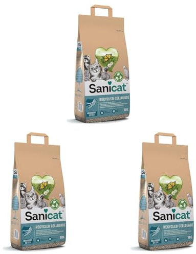 Sanicat – Absorbierende Multipet-Streu aus recycelter Zellulose | Ausgezeichnete Absorption und Geruchsbindung | Umweltfreundliches und biologisch abbaubares Produkt | Packungsgröße 10 l