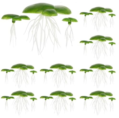 Amexo 36 Piezas Lenteja de Agua Planta Artificial, Artificial Planta de Acuario Planta Flotante Artificial Lenteja de Agua Planta para Acuarios Artificial de Acuario