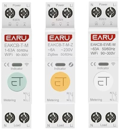 Disjoncteur Intelligent Tuya WiFi Zigbee eWeLink Disjoncteur MCB 1-63A Protecteur De Compteur De Courant De Tension D'Énergie Réglable Interrupteur de Télécommande (EWelink Vision)