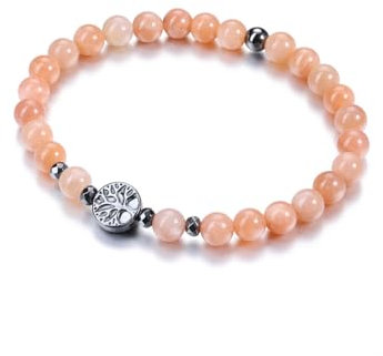 Jovivi 8mm Bracelet Pierre de Soleil Pierre Naturelle avec Accesoires Arbre de Vie Bracelet Fait Main Elastique Bijoux Braclet Cadeau pour Femme Fille Anniversaire Bff Couple (pierre de soleil)