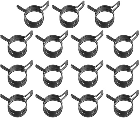 PATIKIL Schlauchschellen für 13-14,6mm Außendurchmesser Schlauch Federklemmen, 15 Stück Schlauchklemme Silikon Spannbandclips für Kraftstoffleitung Luftschlauchrohr Wasserrohr, Schwarz