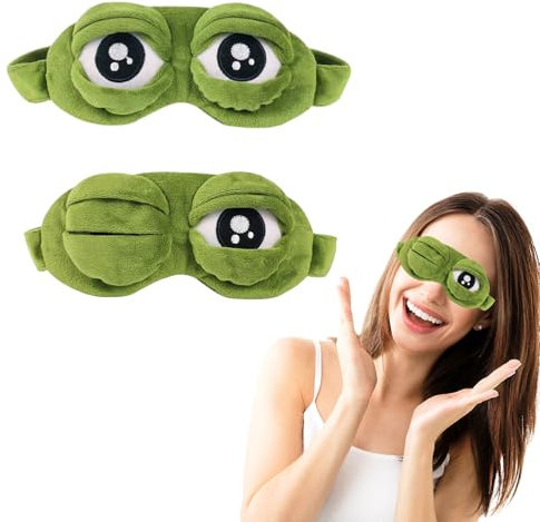 VARKAGE 2 Stück 3D Frosch Augenmaske, Schlafmaske Augenbinde Flusen Karikatur Frosch Schlafen Lustige Neuheit Augenabdeckung, schlafmaske kinder, Schlafmaske lustige geschenke, sleeping mask, Grün