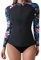 SHAPERIN Rash Guard Shirt Damen UPF 50+ Schwimmshirt Langarm Badeanzug UV-Schutz Shirt für Wasser Surfen Schwimmen Badeshirt Rashguard Schwarz 2# L