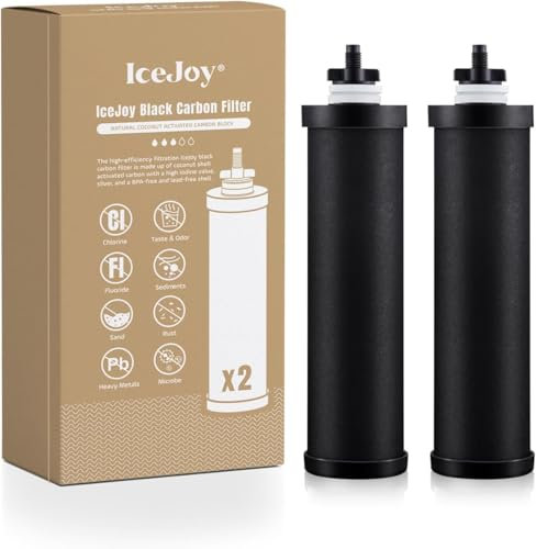 IceJoy Lot de 2 tiges en carbone pour système de filtration d'eau par gravité – Remplacement pour filtres noirs Berkey® BB9-2®, système de filtre à eau par gravité Berkey® et autres systèmes de