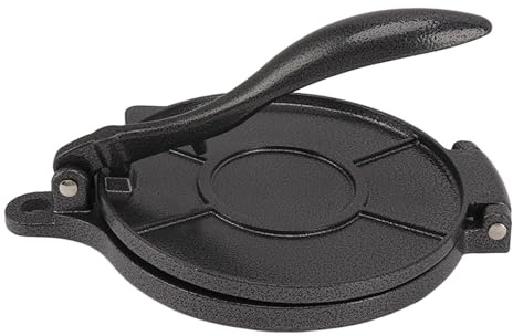 Tortilla Press Tool, Aluminum Alloy Manual Tortilla Maker Tortilla Press Dough Pressing Tool for Biscuits, Grilled Meats, and Pies (20cm Black)