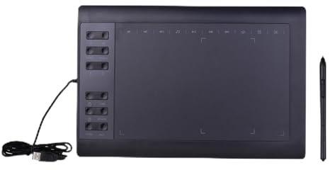 Tablette de Dessin Graphique Professionnel de 10x6 Pouces avec des Niveaux de 8192 Pression, Détection D'inclinaison et 12 Touches de Raccourci Crocket Numérique Pris en pour Le