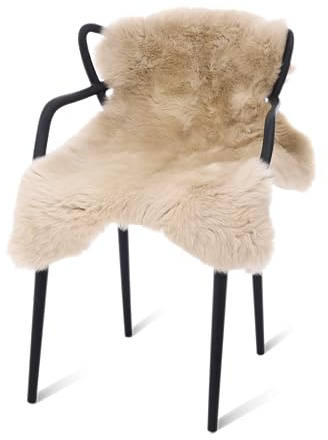 Australian Lammfell Echt Beige 100 x 60cm, Schaffell Echt Beige, Naturfell | geruchlos, Fell für Stuhl, Lammfell Teppich für das Sofa, Fell, Schaffelle