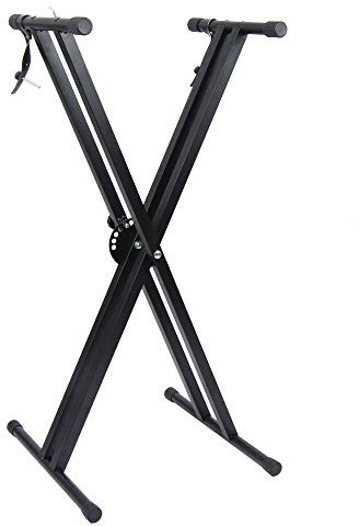 Bonnlo Support pour Clavier Électronique, Double Tube en X en Acier, Réglable en Hauteur (97x96x44 cm), Pliable et Portable, pour Piano Numérique, Synthétiseur, Poids Max 50 kg, Noir