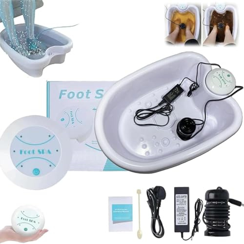 Ionisches Spa für die Füße zu Hause, Entgiftung und Reinigung, Ionisches Spa für die Füße 2.0, Detox-Fußbadmaschine, Professionelle Elektrische Hydromassage-Heizung Wohltuend (Mit Waschbecken)
