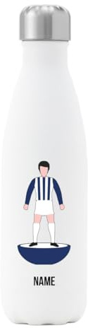 Go Find A Gift Botella de agua aislada personalizada con figura de jugador para los seguidores de West Bromwich Albion, capacidad de 500 ml, color blanco, acero inoxidable, ideal para los fans de