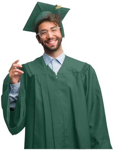 Generisch Talar Set Abschluss Doktorhut Absolventenhut Uni Graduierung Schwarz Matt Unisex Kostüm mit Jahrgangszahl A5