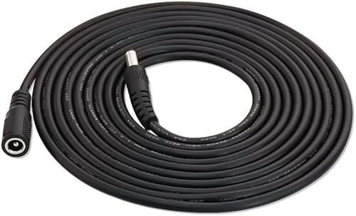 3M DC Extension Cable for AC DC Adapter Power Supply Extension Plug Jack 5.5mm x 2.1mm Male to Female 20AWG DC 24V 12V 9V 6V 5V for Security Cameras Router Printer LED Light Strip 5A Max. 10FT Black