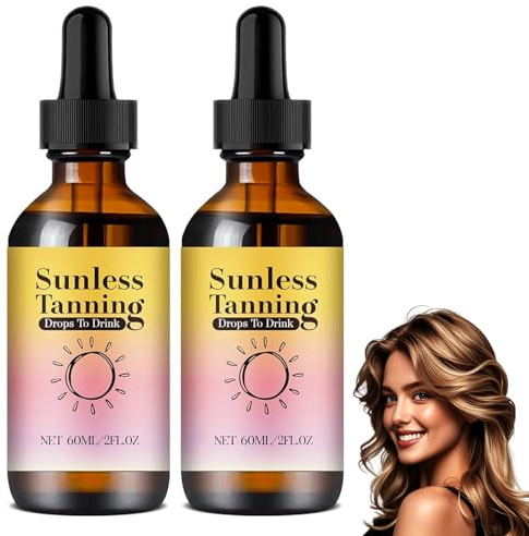 2 Stück Tanning Drops for Drinking, 2026 Selbstbräuner Tropfen for Drinking, Ohne Sonnenschäden, Selbstbräuner Tropfen Schnelle Bräunung, Verstärkt die Natürliche Bräune