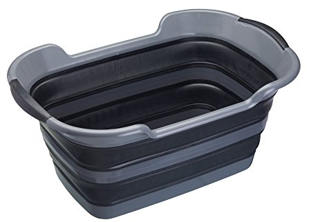 MasterClass Smart Space Cesto grande de plástico plegable para la ropa sucia, 60,5 x 40 x 28 cm (24 x 15,5 x 11) - Negro / Gris