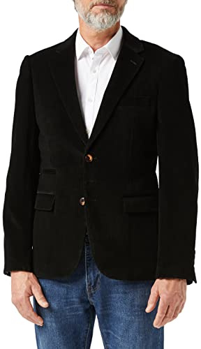Xposed Blazer en velours côtelé doux pour homme Style vintage rétro, Blazer noir, 58