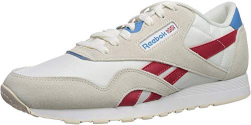 Reebok Men's Classic Nylon Sneaker, Chalk Scarlet Cyan White, 8.5 UK