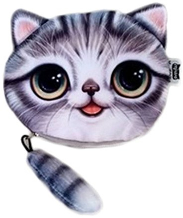 Jixin4you Mini Sac en Forme de Chat Porte-monnaie Bourse Mignon Portefeuille Gris