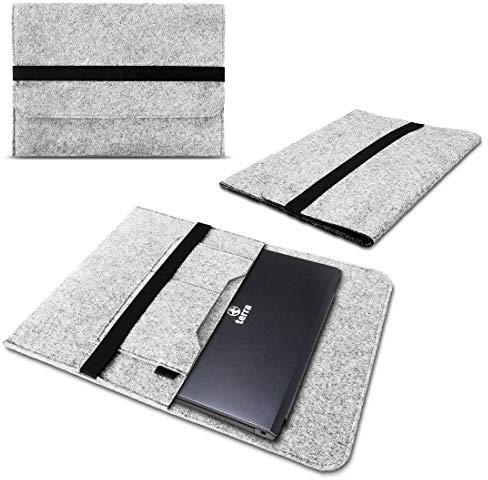 NAUCI Schutzhülle kompatibel für Terra Mobile 1550 Sleeve Hülle Tasche aus Filz mit Innentaschen Cover 15.6 Zoll Notebook Laptop Case, Farbe:Hell Grau