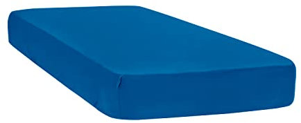 Mixibaby Spannbettlaken Jersey Spannbetttuch 100% Baumwolle Bettlaken Spannbettuch Laken, Farbe:Blau, Größe:160 x 200 cm