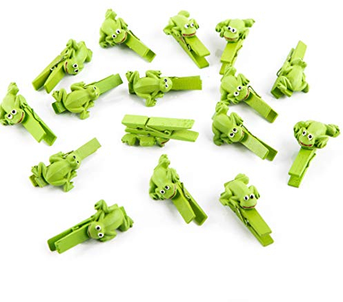 Logbuch-Verlag - 16 piccole mollette decorative a forma di rana, 4,5 cm, per feste di compleanno per bambini