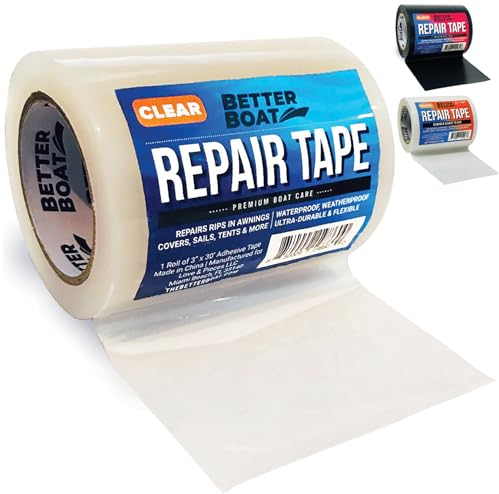 Ruban de réparation en tissu pour bateau, toile de tente, camping-car, auvent de camping-car, bâche de réparation imperméable et vinyle, kit de patch transparent ultra résistant 9,5 x 9,5 cm