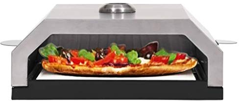 Tidyard Pizzaofen mit Keramikstein für Gas-Kohlegrill Temperaturanzeige BBQ-Pizzaofen Pizza Grill Ofen Garten Edelstahl Schwarz und Silbern