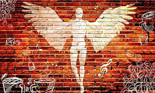 ZXCHEE Fototapete Retro Backsteinmauer Fantasy Angel Coffee 300x210cm Tapete Kinderzimmer Vliestapete Wohnzimmer Schlafzimmer Wandtapete Deco