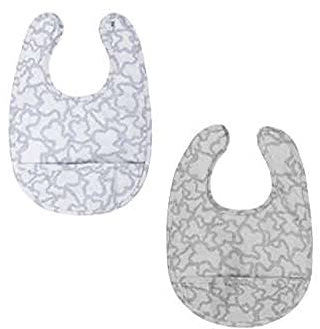 TOUS BABY - Set 2 baberos plastificados de la colección Home Kaos para tu Bebé. Color Celeste y Gris. (0/36 meses) (Celeste)