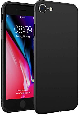 Verco Handyhülle für iPhone SE 2. Gen, SE 3. Gen. Hülle für iPhone 8/7, Matte Rückschale Schutzhülle für iPhone 7/8/SE 2020 2022 Case Silikon - Schwarz
