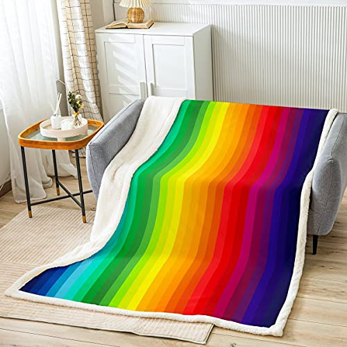 Loussiesd Regenbogen Decke 220x240cm Marmor Streifen Bunt Mehrfarbig Kuscheldecke für Kinder Jungen Mädchen Flanell Fleecedecke Weich Microfaser Wohndecke