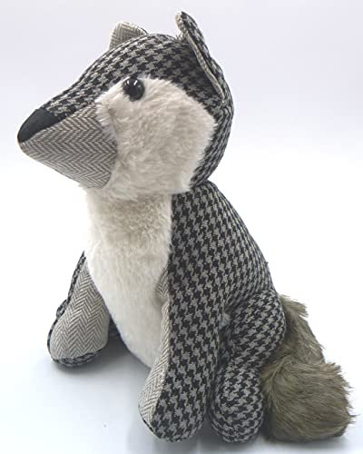 G.B. Butée de porte en tissu doux de couleur blanc gris et noir en forme de renard (30 x 20 x 10) queue et corps en peluche