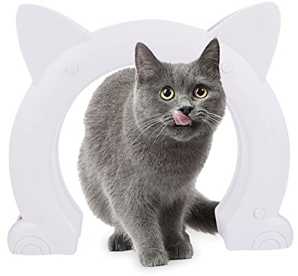 Katzenklappe,Upkey Cat Corridor Innentür, 2-Wege Katzenklappe , Katzenklappe Innentür für UPVC-Tür-Innenhohlkern oder Feste Innentür,Katzenklappe mit Schrauben für kleine mittlere, große Katzen (Weiß)