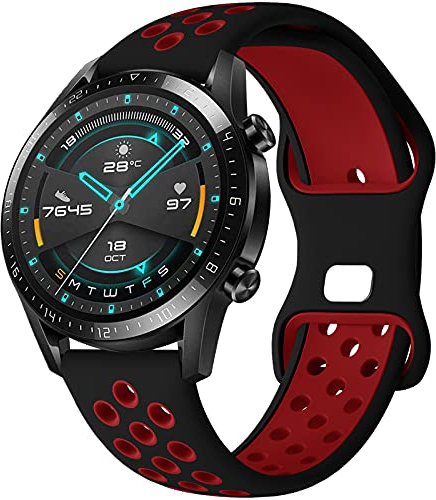 Bracelet pour Huawei Watch GT 4 46mm, 22mm Bracelet en Silicone de Rechange pour Huawei Watch GT3 46mm, GT3 Pro 46mm, GT2 46mmm, GT2 Pro, GT 2e, GT Runner, Huawei Watch GT Sport Active Classic 46mm