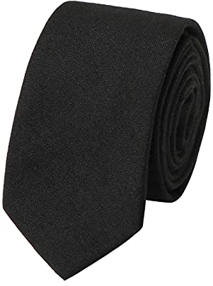 HOULIFE Slim Herren Krawatten - Solide Herren Krawatte, Krawatten für Herren aus Baumwolle, Skinny Krawatten zur Hochzeitsfeier, Party (Schwarz)