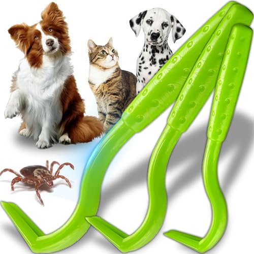 Retoo Ganchos para Garrapatas 3 Piezas, Extractor de Garrapatas para Personas y Mascotas, Kit Antiparásitos Seguro sin Dolor, Plástico Resistente Portátil, Verde