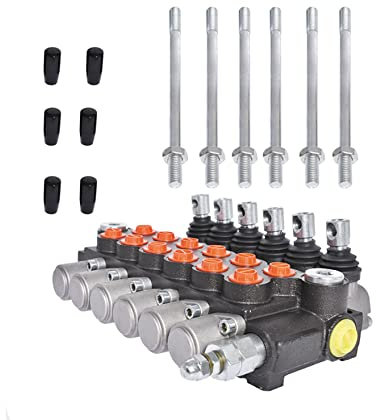 waltyotur Hydraulic Directional Control Valve 6 Spool 13 GPM SAE Ports 3600 PSI for Small Tractors Tractors Loaders Log Splitters