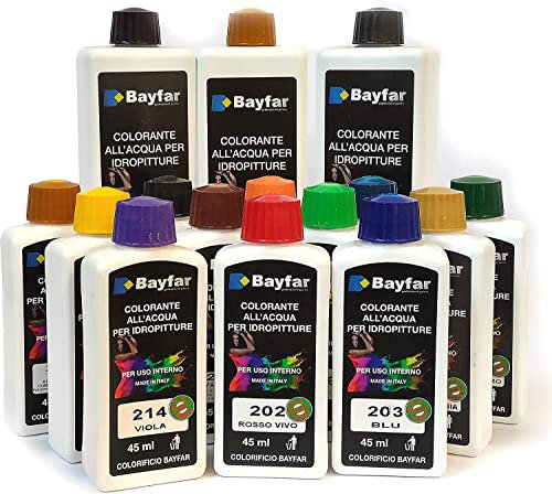 Bayfar, Gruppo Sammarro Colorante per pittura all'acqua idropittura universale per interni esterni - 45 ml (Nero)