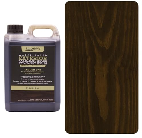 Littlefair's Holzlasur Außen 5ltr - Holzlasur Für Natürliche Holzmaserung - Wasserbasierte Holz Lasur - Schnell Trocknend, Schützt Und Umweltfreundlich - Farbe:Englische Eiche)